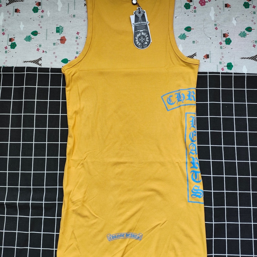Chrome Hearts Yellow Tank Top with Blue Logos - Picture 4 of 5